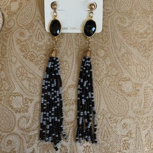 Black, grey & gold tapestry earrings